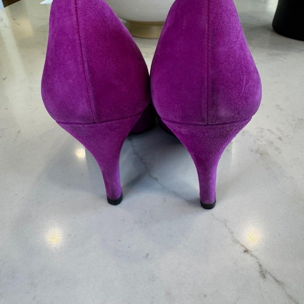 Charles Jourdan Paris Women 7.5 Fuchsia Pink Suede Pointy Toe Stiletto Heel Pump - Picture 8 of 15